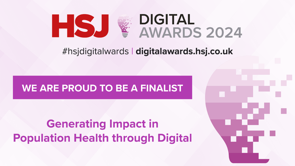 HSJ Digital Awards 2024 - Finalist Population Health through Digital banner.